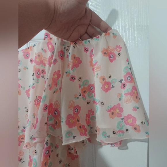 Lane Bryant Pink Floral Cold Shoulder Layered Blouse in Size 18 - Picture 4 of 8